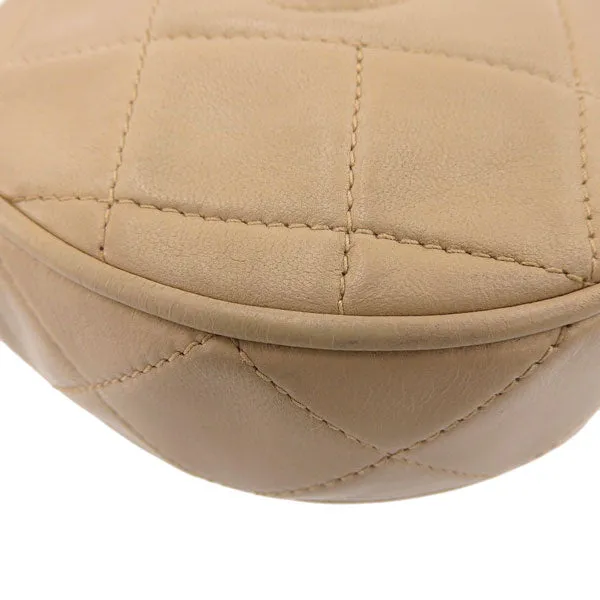 CHANEL Around 1990 Made Round Cc Mark Stitch Tassel Shoulder Bag Beige
