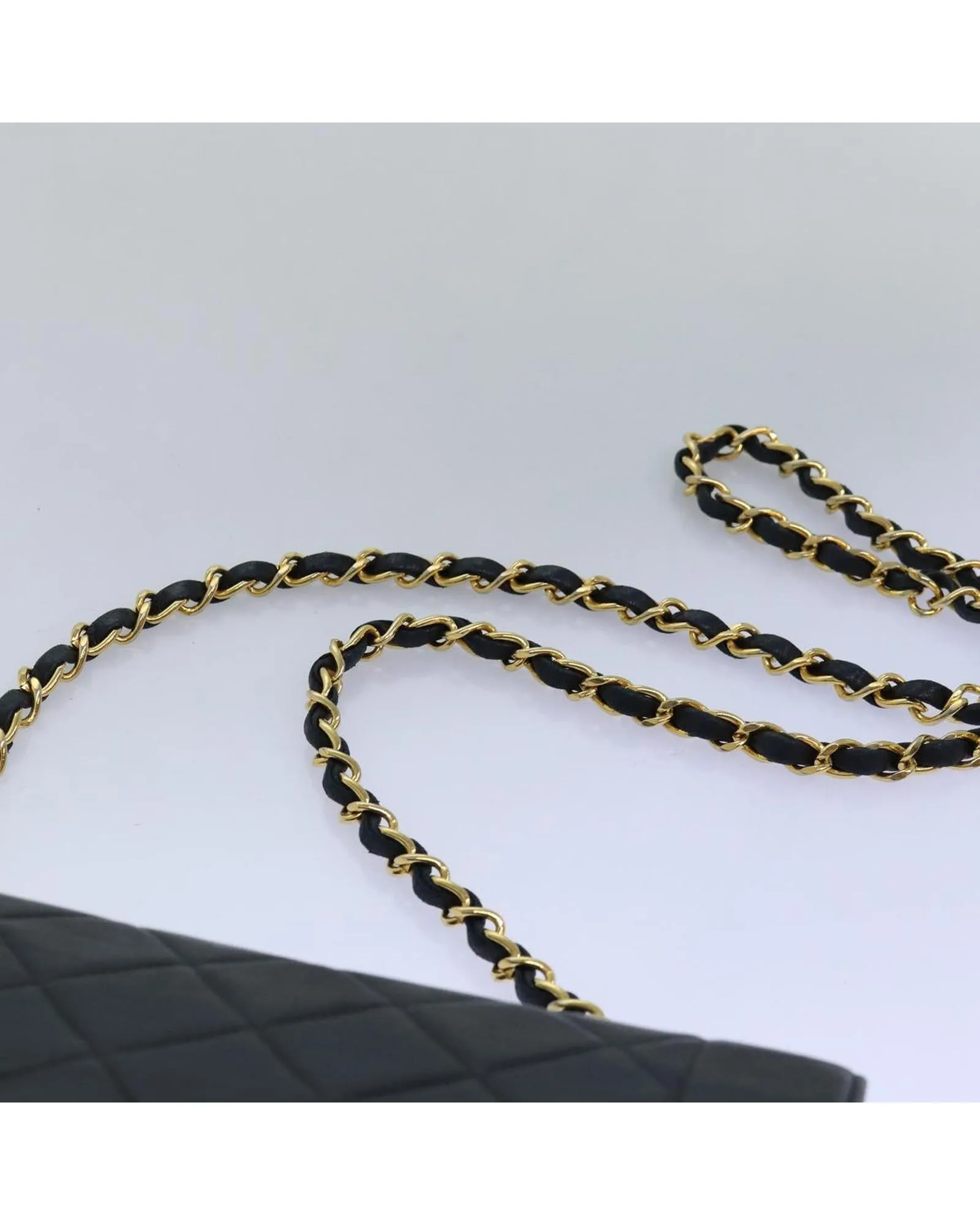 CHANEL Classic Double Flap Black Leather Shoulder Bag