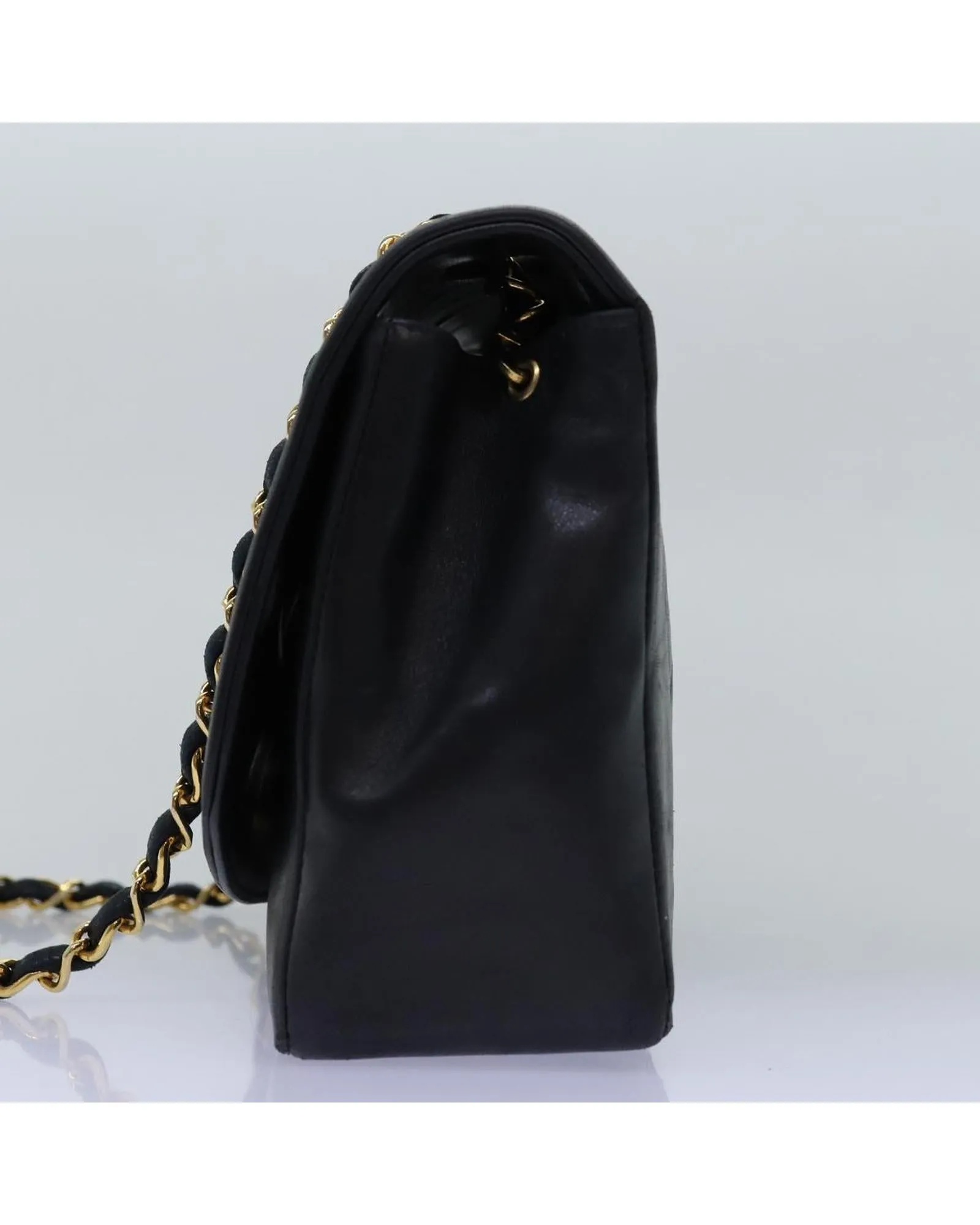 CHANEL Classic Double Flap Black Leather Shoulder Bag