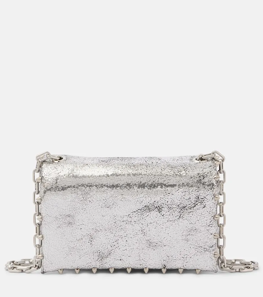 Christian Louboutin Spiked metallic leather crossbody bag