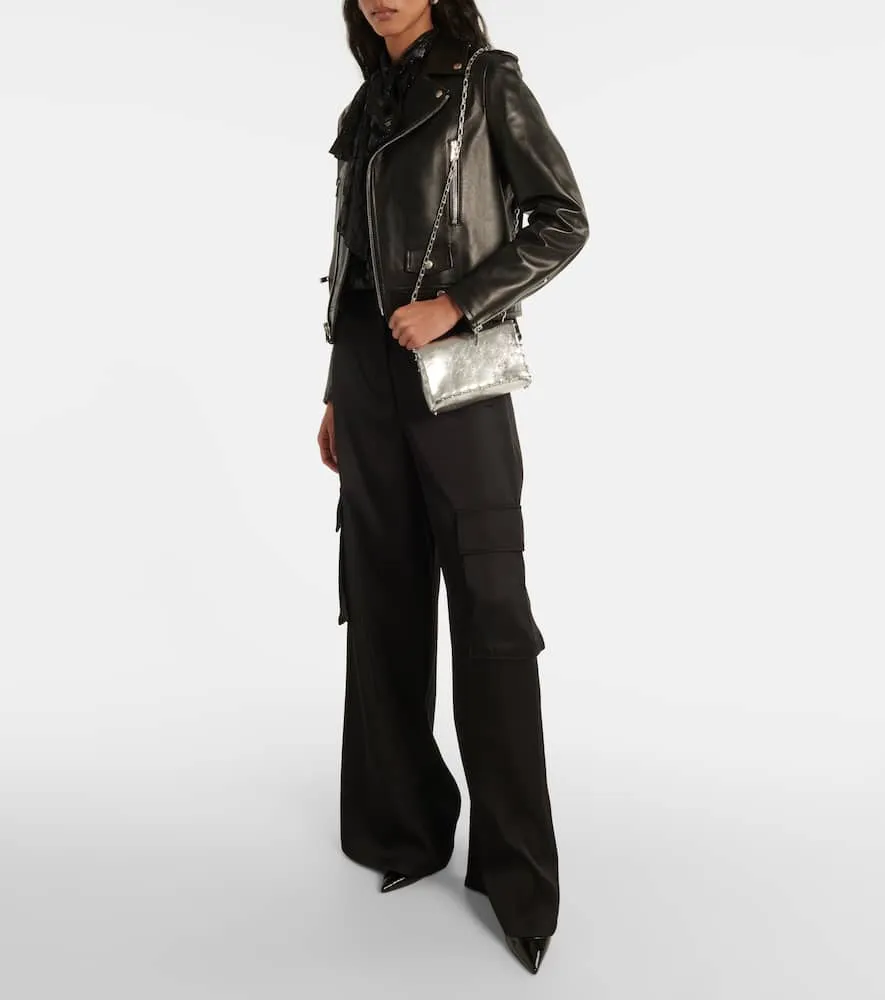 Christian Louboutin Spiked metallic leather crossbody bag