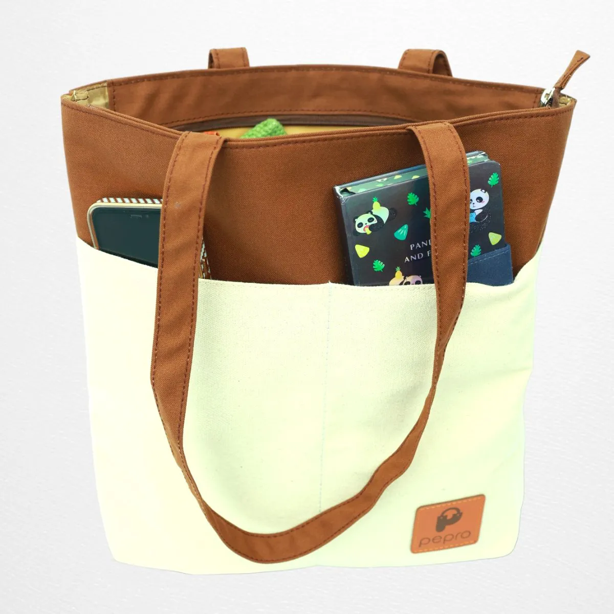Dual Shade Shopper Tote Bag | Cotton Canvas | Hand-Crafted | Minimalistic Chic