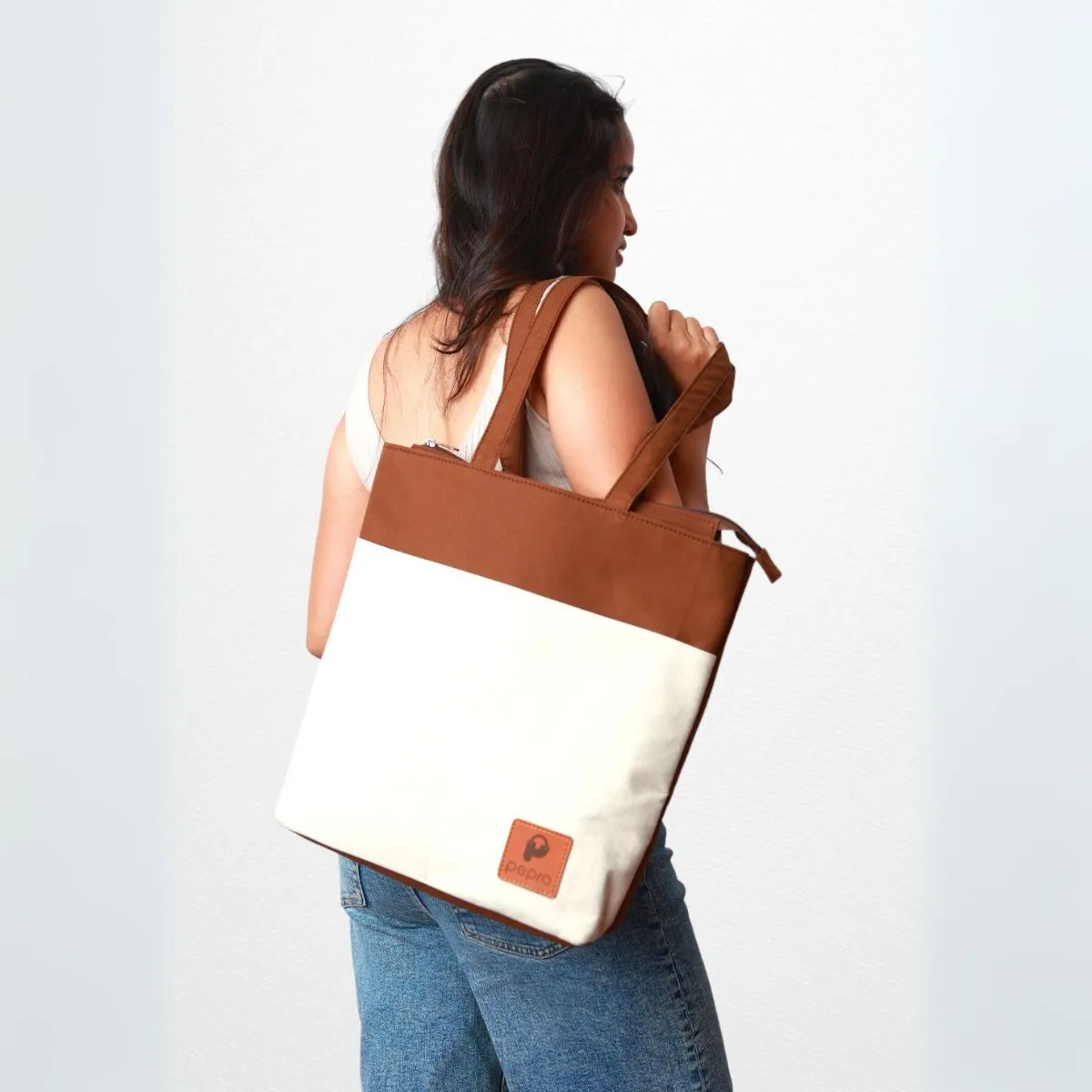 Dual Shade Shopper Tote Bag | Cotton Canvas | Hand-Crafted | Minimalistic Chic
