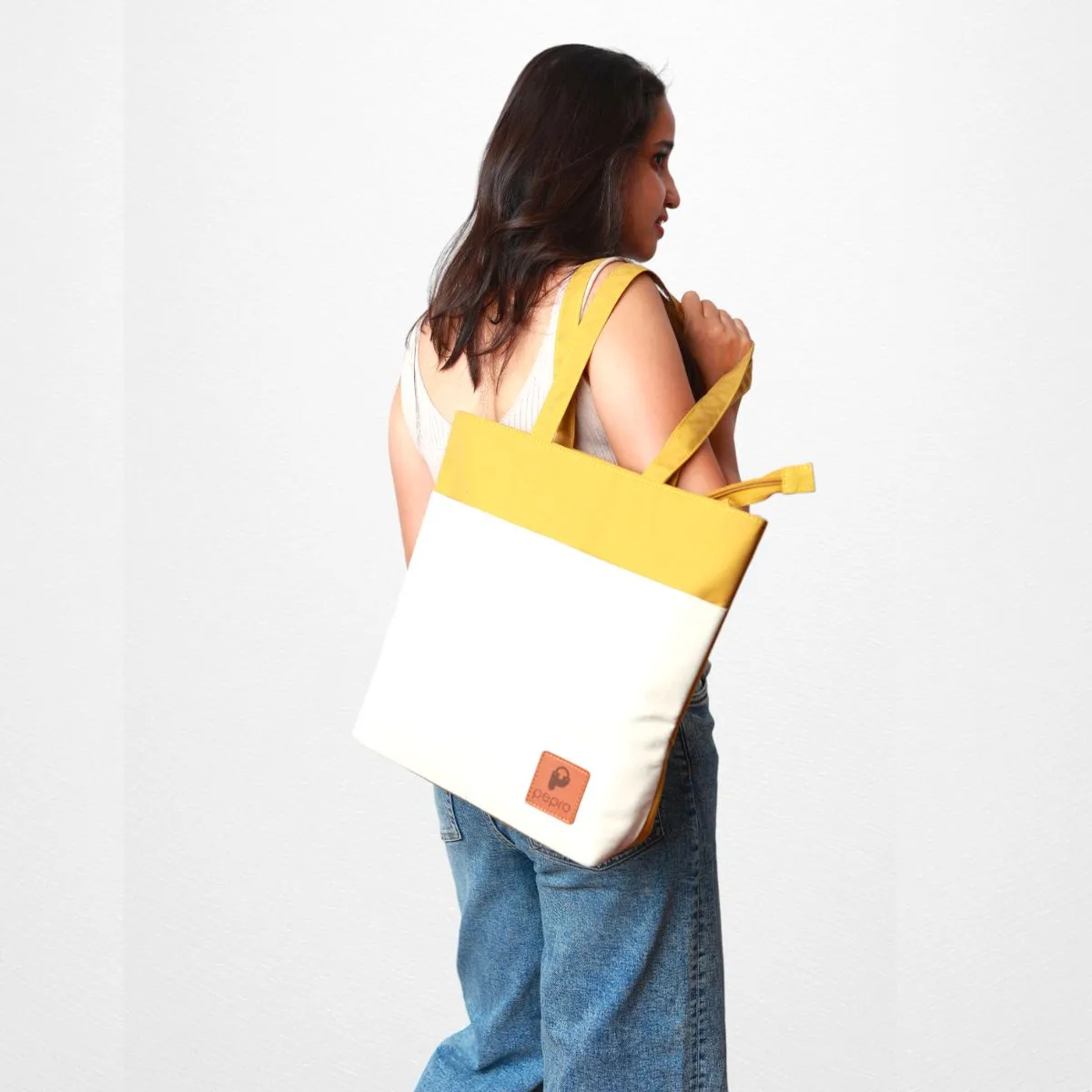 Dual Shade Shopper Tote Bag | Cotton Canvas | Hand-Crafted | Minimalistic Chic