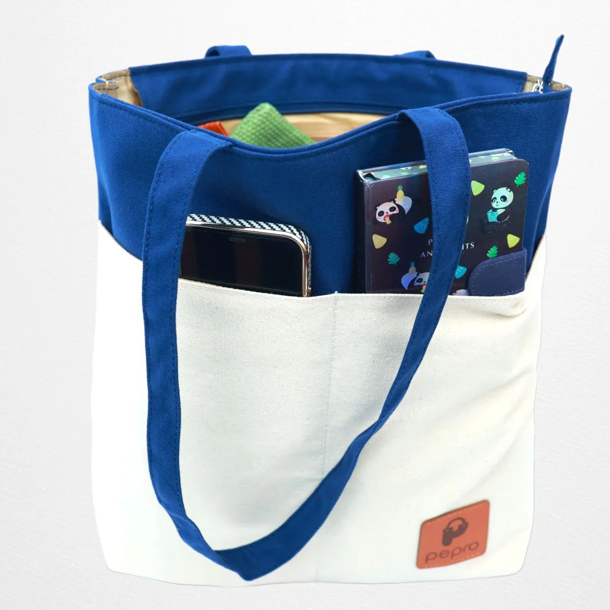 Dual Shade Shopper Tote Bag | Cotton Canvas | Hand-Crafted | Minimalistic Chic
