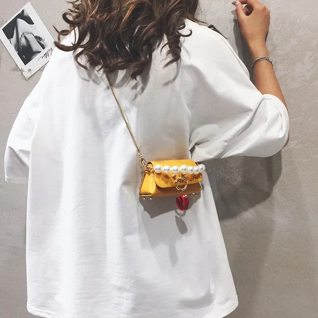 Elegant Female Mini Pearl Tote Bag