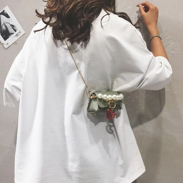Elegant Female Mini Pearl Tote Bag