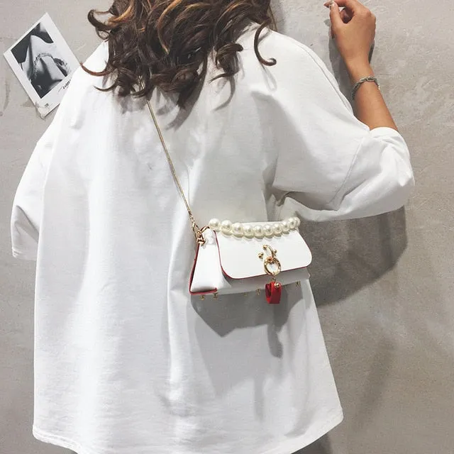 Elegant Female Mini Pearl Tote Bag