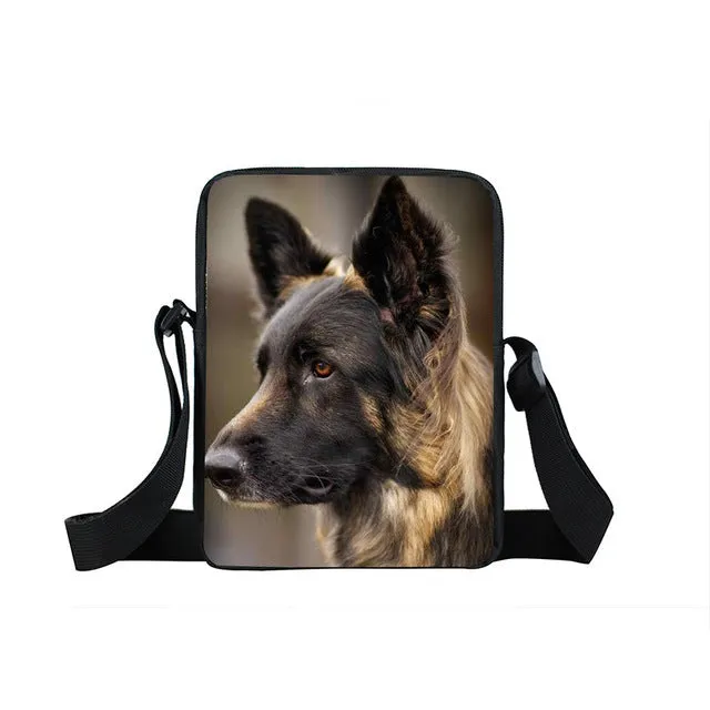 German Shepherd Messenger Bag, Women Handbag, Boys Girls Mini Cross Bags, Kids Gift, Book Bags