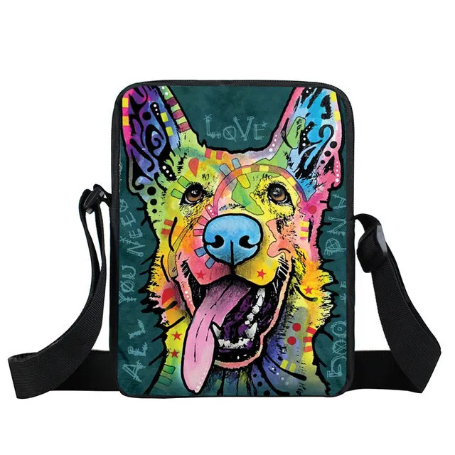 German Shepherd Messenger Bag, Women Handbag, Boys Girls Mini Cross Bags, Kids Gift, Book Bags