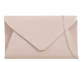 Pale Nude Patent Large Clutch Bag