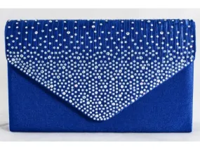 Royal Blue Diamante Overlay Clutch Bag