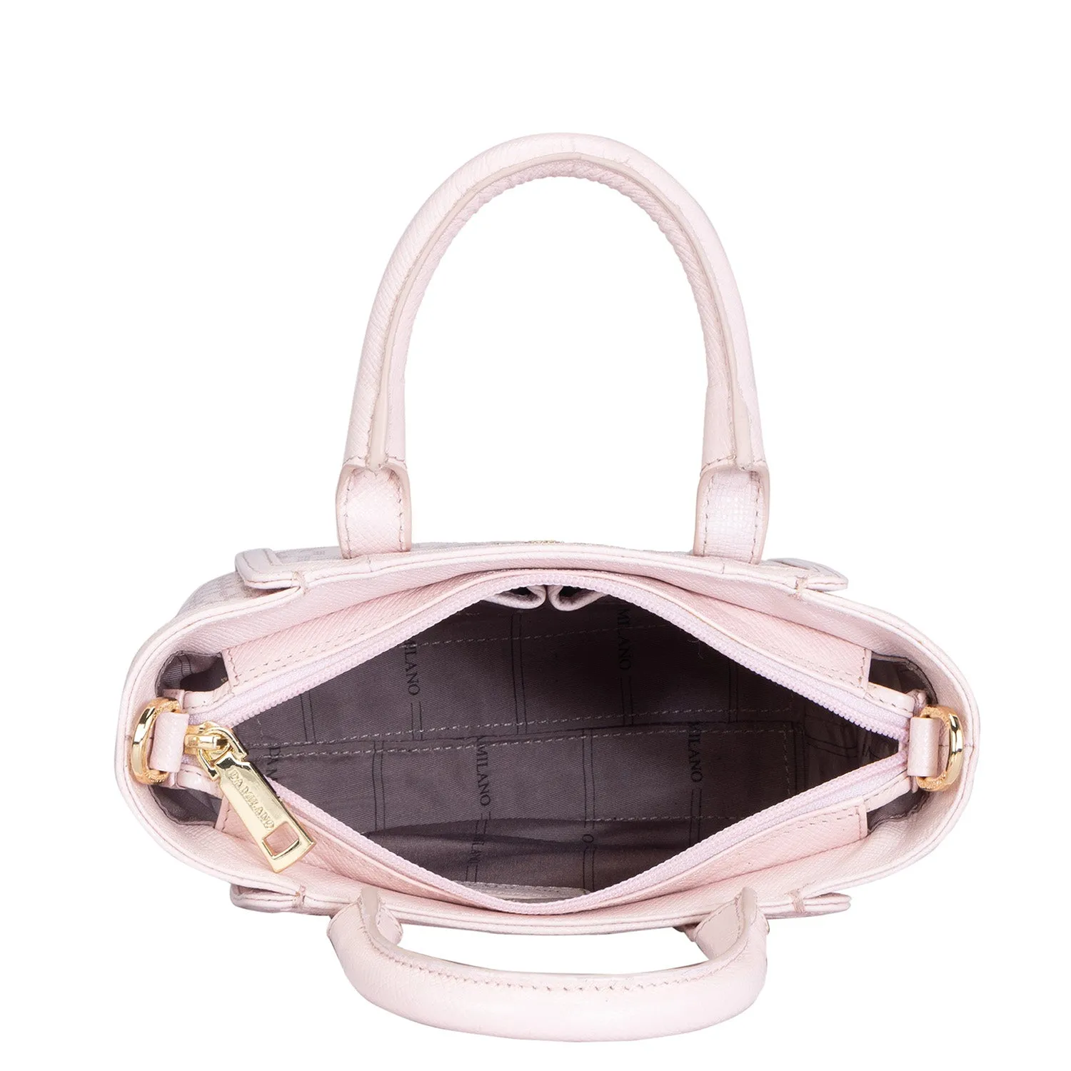 Small Monogram Leather Satchel - Blush