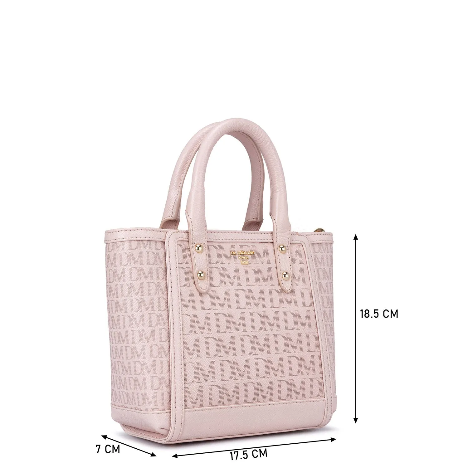 Small Monogram Leather Satchel - Blush