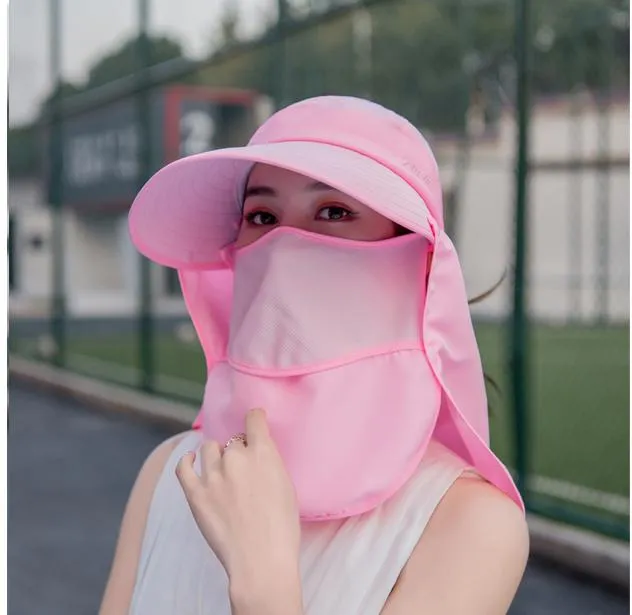 Summer Hats For Women Sun Hat With Mask Breathable Suncreen Outdoor Bicycling Beach Cap