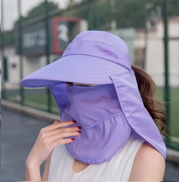 Summer Hats For Women Sun Hat With Mask Breathable Suncreen Outdoor Bicycling Beach Cap