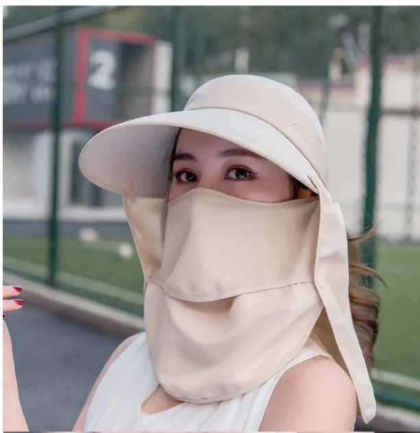 Summer Hats For Women Sun Hat With Mask Breathable Suncreen Outdoor Bicycling Beach Cap