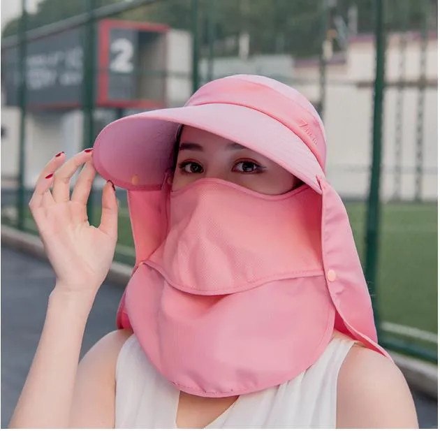 Summer Hats For Women Sun Hat With Mask Breathable Suncreen Outdoor Bicycling Beach Cap