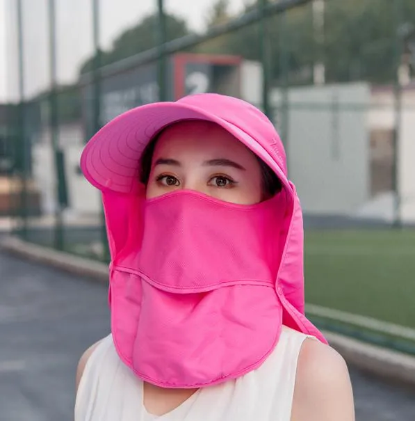 Summer Hats For Women Sun Hat With Mask Breathable Suncreen Outdoor Bicycling Beach Cap