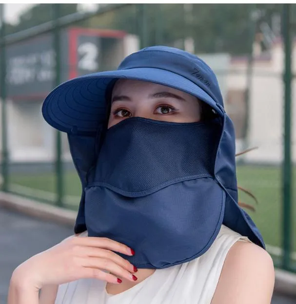 Summer Hats For Women Sun Hat With Mask Breathable Suncreen Outdoor Bicycling Beach Cap