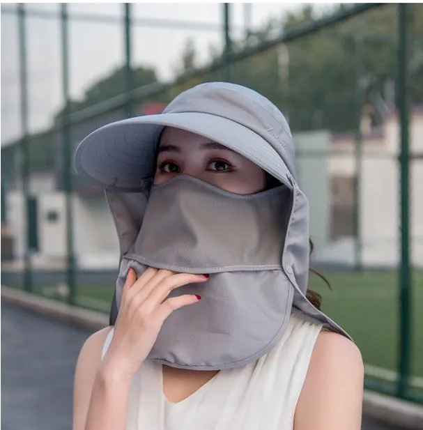 Summer Hats For Women Sun Hat With Mask Breathable Suncreen Outdoor Bicycling Beach Cap