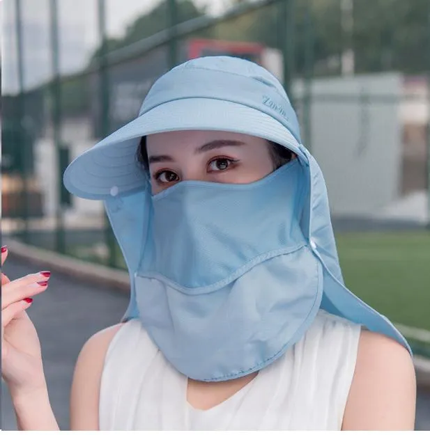 Summer Hats For Women Sun Hat With Mask Breathable Suncreen Outdoor Bicycling Beach Cap