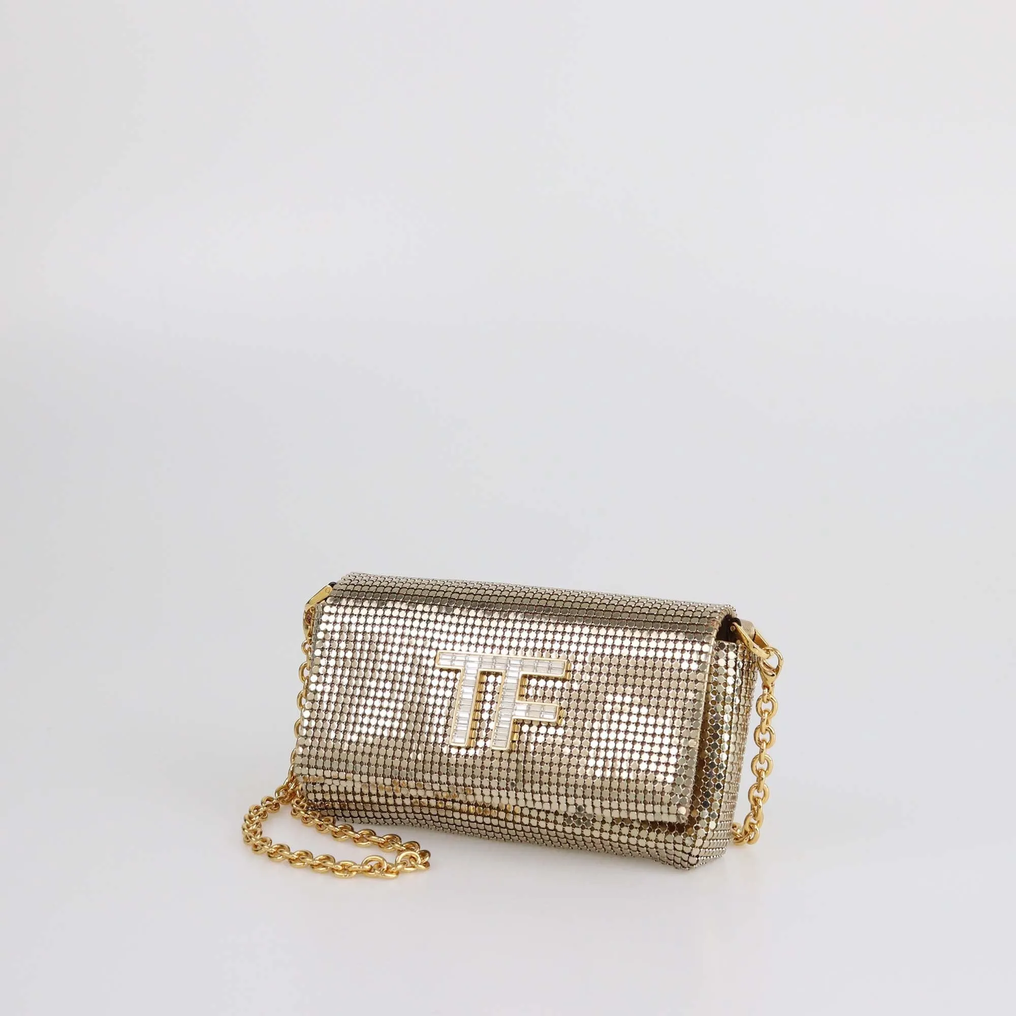 Tom Ford Gold Chainmail Mini Phone Holder
